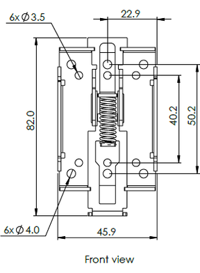 Eine Maßskizze des Din Rail Kits.